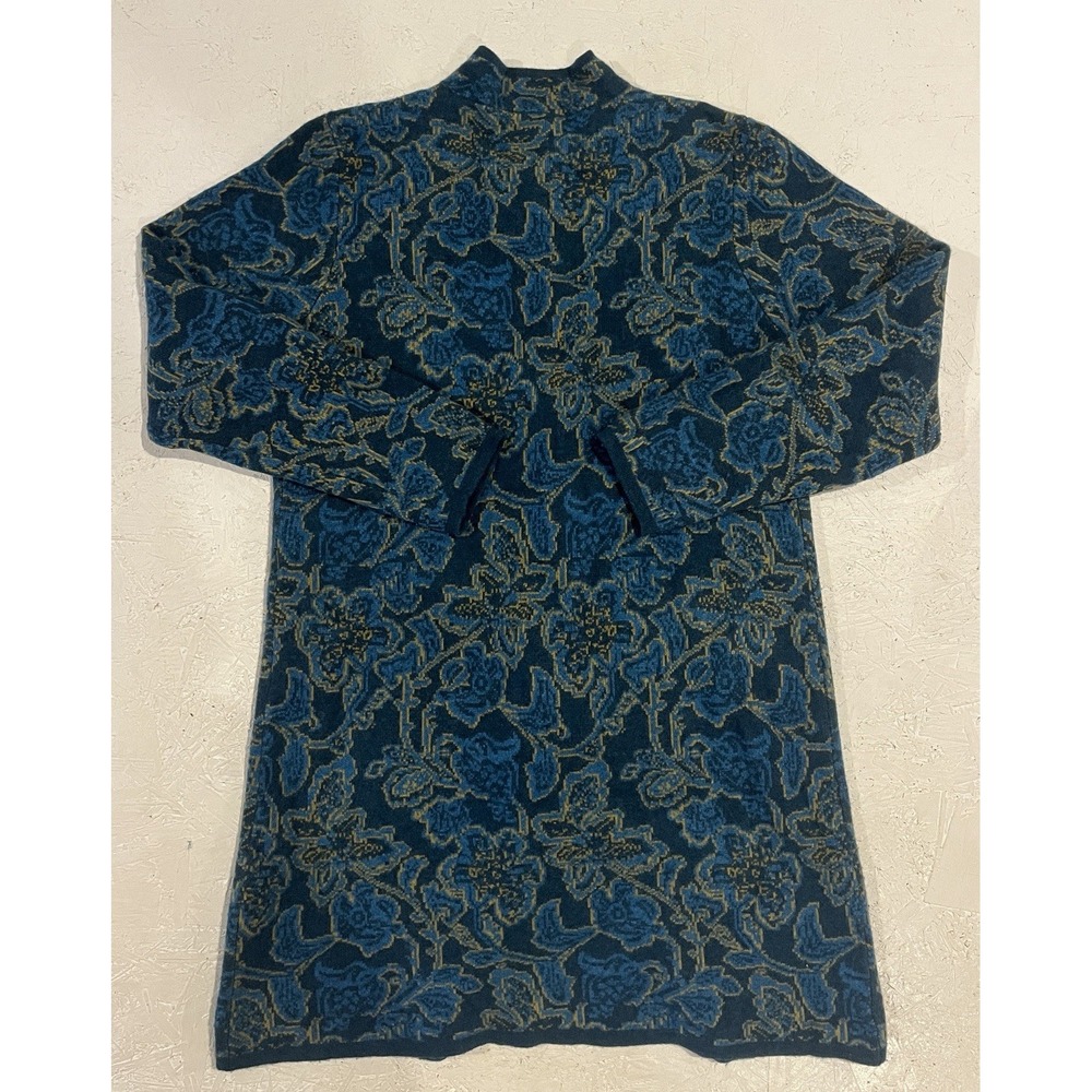 Sundance Sweater Coat Sea Moss Blue Green Size Medium Floral Merino Wool - Picture 11 of 11